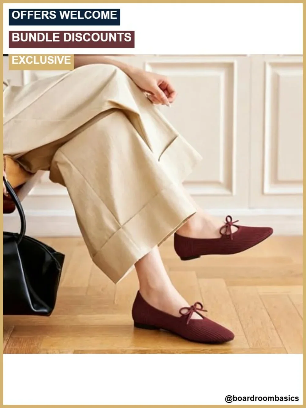 Women's Pointed Toe Knit Ballet Flats with Bow Cushioned Insole Washable